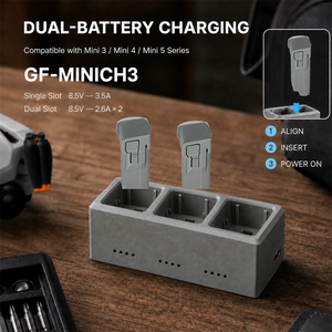 Chargeur de batterie en gros GF-MINICH3 à 3 emplacements compatible avec les batteries de drones DJI Mini 3, Mini <span class=keywords><strong>4</strong></span>, Mini <span class=keywords><strong>5</strong></span> Series – Hub de charge - Product Image 2
