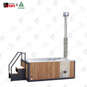 Bain à remous hybride extérieur à double chauffage, au <span class=keywords><strong>bois</strong></span> et électrique, avec système de filtration - Product Image 5