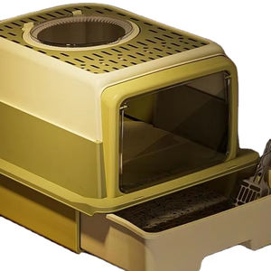 Caja de arena para gatos de plástico completamente cerrada de gran tamaño con espacio interior de 20L Caja de arena para mascotas de diseño de <span class=keywords><strong>mango</strong></span> de cierre a presión fácil de limpiar - Product Image 1