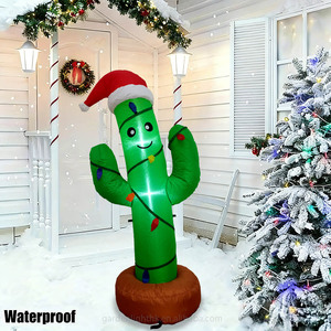 Petit cactus gonflable blanc de 4 pieds, lumière LED intégrée, décoration de Noël, étanche IP44, pour la maison, l'hôtel, le magasin - Product Image 4