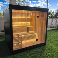 Sauna extérieur robuste en bois, type cube, avec équipement de sauna