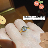 Anillo de Compromiso Clásico Europeo de Plata de Ley 925 Chapado en Oro de 18K con Corte Rosa, 2 CT, Circonita Cúbica de Grado 5A, Solitario Nupcial