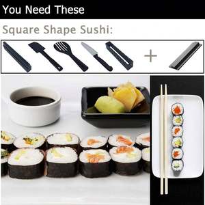 <span class=keywords><strong>Kit</strong></span> professionnel de fabrication de sushis en plastique rouge antiadhésif avec ensemble d'outils Bazooka pour la cuisine - Product Image 5