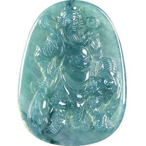 Pendentif en jade naturel bleu eau Guan Gong UNISEXE Design original Style chinois Cadeau avec certificat d'évaluation FG94 - Product Image 5