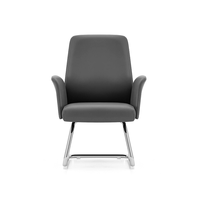 Salle de réunion moderne de luxe en acier inoxydable base incurvée chaise de conférence de bureau à dossier moyen chaise ergonomique en cuir PU