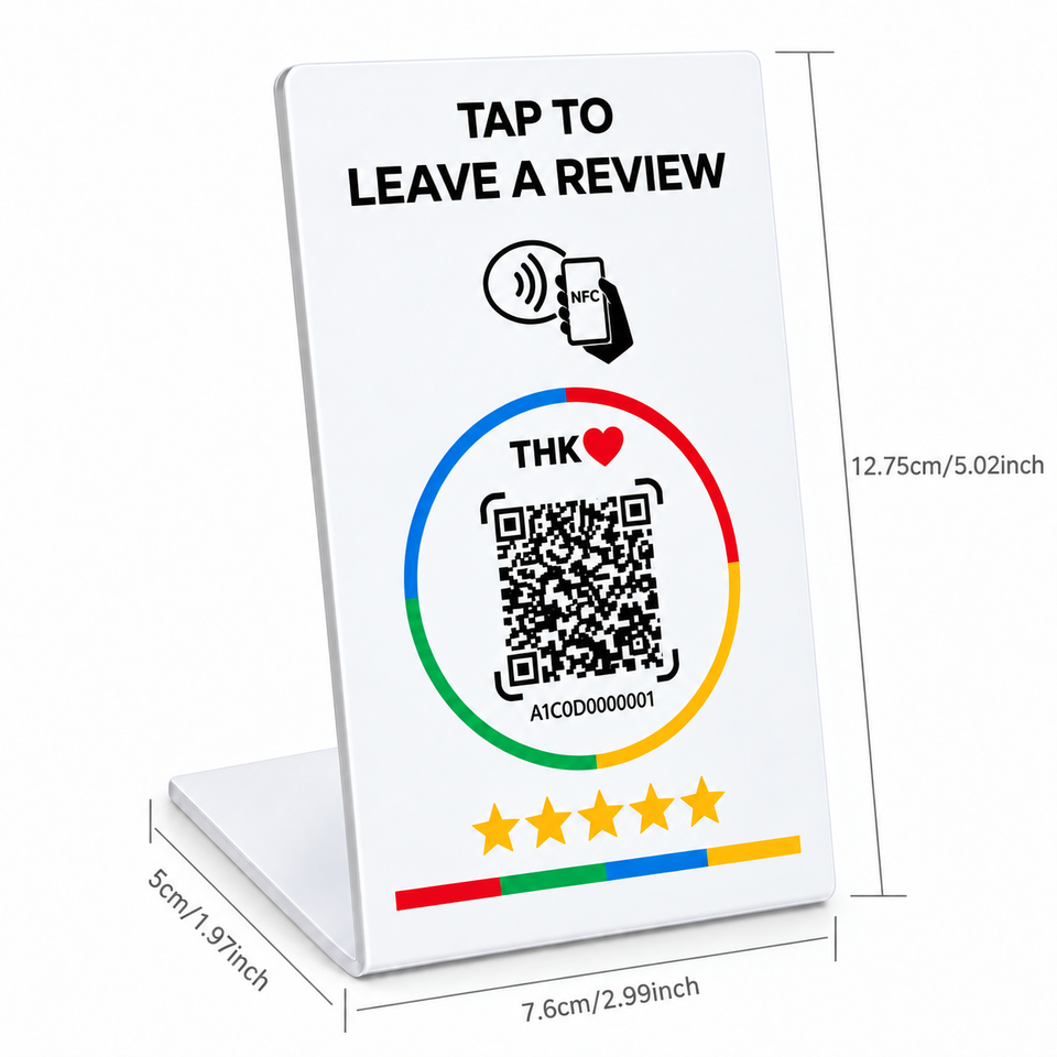 PVC Acrylic Bending Table Sign Custom NFC Review Card NFC QR Code for ...