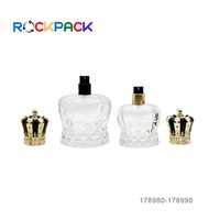 Flacons de parfum vides en verre de forme unique en forme de couronne de 50 ml et 100 ml avec bouchons dorés