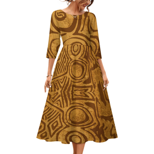 Quanzhou polinezya Tribal kabile kravat-boya tasarım özel gece kulübü moda büyük boy 7XL kadınlar uzun kollu pilili elbise - Product Image 2
