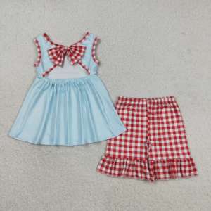 Conjunto de 2 Piezas para Niñas Pequeñas, Camiseta Túnica y Pantalones Cortos de Algodón y Spandex con Estampado Campestre, Estilo Casual, Venta al Por Mayor de Ropa Infantil - Product Image 2