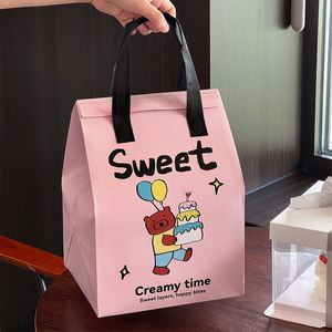 Sac à emporter écologique réutilisable en non-tissé avec feuille d'aluminium imprimé sur mesure pour pizza, sushi, gâteau, chocolat, thé au lait, nourriture - Product Image 2