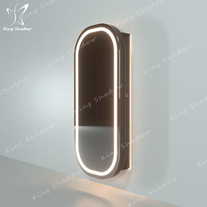 Cajones de madera de estación de espejo de salón de pared colgante de forma redonda para muebles de peluquería gabinete de espejo - Product Image 3