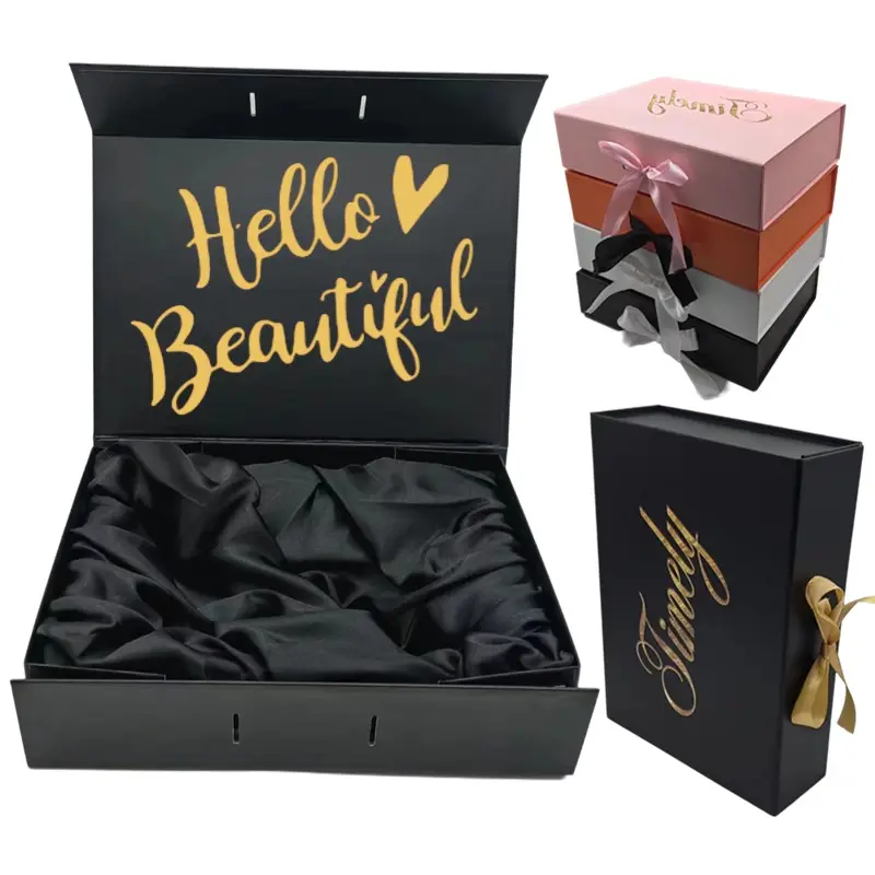 Commercio all'ingrosso di lusso nero borsa regalo scatole di imballaggio a forma di libro borsa a mano scatola di imballaggio con Logo personalizzato per borse borse