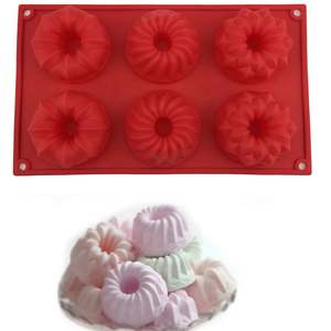 Moule à gâteau en silicone antiadhésif HY, lavable au lave-vaisselle sans BPA, moule à gâteau réutilisable en tube cannelé à 6 cavités pour gelée <span class=keywords><strong>gélatine</strong></span> - Product Image 4