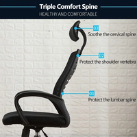 Chaise de bureau pivotante moderne en maille à prix de gros, avec appui-tête réglable en hauteur, chaise de bureau à domicile de haute qualité