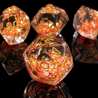 Ensemble de 7 dés polyédriques DND en résine facettée avec cœur liquide scintillant rose premium, à bords vifs, pour jeu de société Dungeons and Dragons