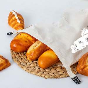 Sac à pain en coton biologique et lin réutilisable avec logo personnalisé, fermeture éclair, double compartiment pour conserver le pain frais, cadeau fait maison - Product Image 1