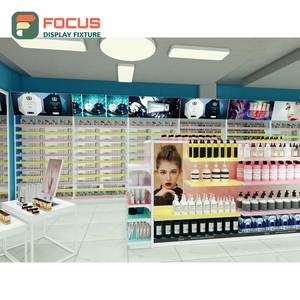 Modern Human Hair Display Cabinet Glass Panel Lighted Drawer Multi Shelf Display Cabinet Fixture - Product Image 2