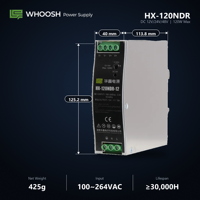 Alimentation industrielle à découpage certifiée CE WHOOSH HX-120NDR-24 120W 24V 5A à refroidissement naturel par air, module PLC en stock