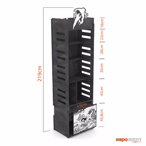 <span class=keywords><strong>Support</strong></span> d'affichage de livres et de papeterie à 4 niveaux avec logo personnalisé, en bois, pour bandes dessinées, avec rangement - Product Image 2