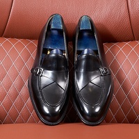 Mocassins en cuir pleine fleur pour hommes, chaussures habillées à boucle, à enfiler, pour le bureau et les occasions formelles, décontractées, pointures 37-48