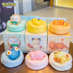 6 styles neufs pour les moments décontractés Pikachu Munchlax Slowpoke <span class=keywords><strong>Rowlet</strong></span> Meowth Charmander Figurines d'anime endormies Jouets en PVC Kawaii Japon - Product Image 3