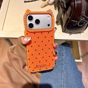 Funda <span class=keywords><strong>para</strong></span> <span class=keywords><strong>iPhone</strong></span> 15 14 13 12 <span class=keywords><strong>11</strong></span> <span class=keywords><strong>Pro</strong></span> con Diseño Creativo de Orejas de Gato, Decoración de Diamantes, Lente de Color Sólido con Puntos Negros - Product Image 1