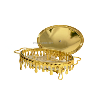 Calentador de Alimentos Yuqi de Acero Inoxidable Dorado con Tapa de Vidrio, Calentamiento por Vapor, Estantes Ajustables para Hoteles, Bodas, Catering y Buffets, 3L - Product Image 6