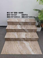 Carrelage d'escalier en porcelaine Foshan 120x30 avec rainure, motif marbre de luxe, carrelage de nez de marche (taille sur mesure)
