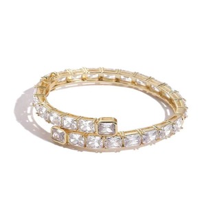 Top Rated B2B Wholesale S925 Sterling Silver 18K Gold PVD Single Line Emerald Cut VVS Moissanite Channel <b>Set</b> <b>Bangles</b> Wristwear - Product Image 4