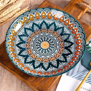 Assiette en céramique de Style bohème peinte à la main sous glaçure couleur 8 "10" plat de cuisson assiette à manger occidentale ensemble de couverts ménagers - Product Image 6