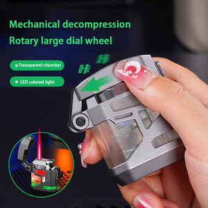 Encendedor DEBANG Rojo Resistente al Viento, Encendedor de Cigarrillos y Cigarros con Luz LED de Colores, Encendedor Metálico Recargable de Gas, Portátil - Product Image 6