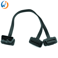 Cable de conexión RTS OBD con coche macho a doble hembra Y divisor codo extensión plana + conector de Cable de fideos fino para rastreador GPS