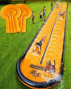 Tobogán Acuático Doble de 32 Pies con Aspersor y Almohadilla de Impacto para Niños, Diversión al Aire Libre en Verano - Product Image 1