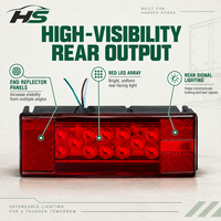 Feu arrière LED HSSH 12V 205mm pour camion lourd, remorque, semi-remorque, véhicule de transport