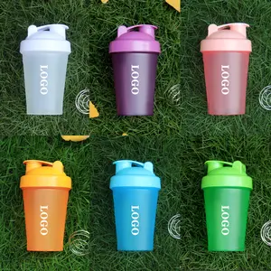Wholesale Custom Logo 400ml Fitness Plastic Black Gym Blender Shaker Cup Protein Shaker Bottle For Sports Water