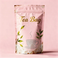 Emballage de vente au détail personnalisé en aluminium pour café et thé, sachet en polyéthylène avec fermeture éclair, emballage avec fermeture éclair, sachet en plastique transparent d'un côté, auto-scellant