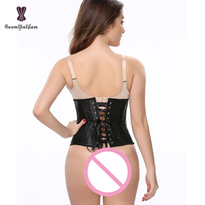 Women Fish Boned Elastic Tummy Control Satin Underbust Top <strong>Lace</strong> <strong>up</strong> Boned Waist Training <strong>Corset</strong> With Lacing Ribbon - Product Image 5