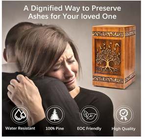 עבודת יד בעבודת יד יד יד דשא עץ עבור אפר אדם מבוגר נשים 250ק "ג חרוט עץ של אורים - Product Image 5