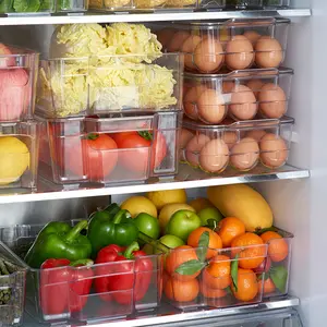 Fridge Organizer Bins Clear Plastic Bins For Refrigerator Freezer Kitchen Cabinet Pantry Organization BPA Free