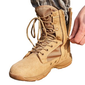 DSF23 717 Tactical <b>Hiking</b> <b>Boots</b> Men Suede Tan High Top Lace Up Zipper Outdoor All Season Wholesale - Product Image 1