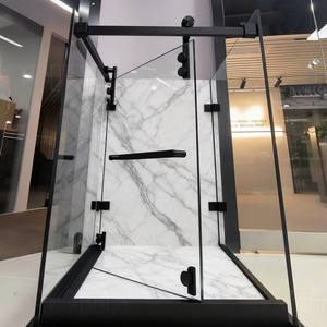 Sistema <span class=keywords><strong>de</strong></span> Ducha Moderno Negro Mate para Interiores, Kit <span class=keywords><strong>de</strong></span> Puerta Corredera para Ducha, Herrajes para Puerta <span class=keywords><strong>de</strong></span> Vidrio sin Marco, Riel en Forma <span class=keywords><strong>de</strong></span> L, Ahorro <span class=keywords><strong>de</strong></span> Espacio - Product Image 3