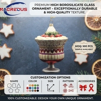 Produsen Hiasan Natal Kaca Bentuk Sundae, Karangan Bunga, Grosir, OEM, Kustom, Dekorasi Pohon Natal, Tema Permen, Hadiah, Ornamen Borosilikat