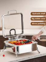 Hochwertiger Luxus-Chafing Dish 6L SUS304 Edelstahl Buffet-Wärmer mit Hydraulischem Sichtdeckel