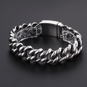 KALEN 316L Stainless Steel Heavy <strong>Silver</strong> Bracelet <strong>Bangle</strong> <strong>Men</strong> High Polish Biker Unique Chain Bracelets Jewelry - Product Image 5