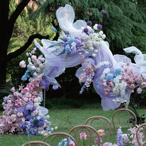 Toile de fond géante LANJO en organza avec motifs floraux 3D, écologique, taille personnalisable, pour décoration de mariage romantique et vitrine - Product Image 1