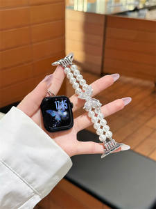 <span class=keywords><strong>Bracelet</strong></span> de luxe en perles et papillons pour <span class=keywords><strong>Apple</strong></span> <span class=keywords><strong>Watch</strong></span> Series 11 SE, <span class=keywords><strong>bracelet</strong></span> de bijoux perlé pour iWatch 41mm 45mm 49mm, <span class=keywords><strong>bracelet</strong></span> de mariage pour femme - Product Image 3