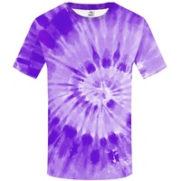 T-shirt à manches courtes pour homme, motif tie-dye imprimé numériquement, respirant, 100% polyester tricoté, idéal pour l'été