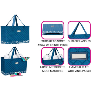 Portátil azul Floral de la máquina de coser llevan caso bolsa de viajes para hermano cantante máquinas - Product Image 3