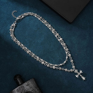 Set di Collane in Stile Vintage Cromato con Totem, Gioielli Gotici con Spada, Croce e Drago per Uomo - Product Image 4