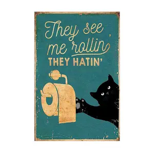 Modern Black Funny Cat Art Work Paintings e Wall Arts Classic Living Room Decoration Canvas Wall Picture No Frame